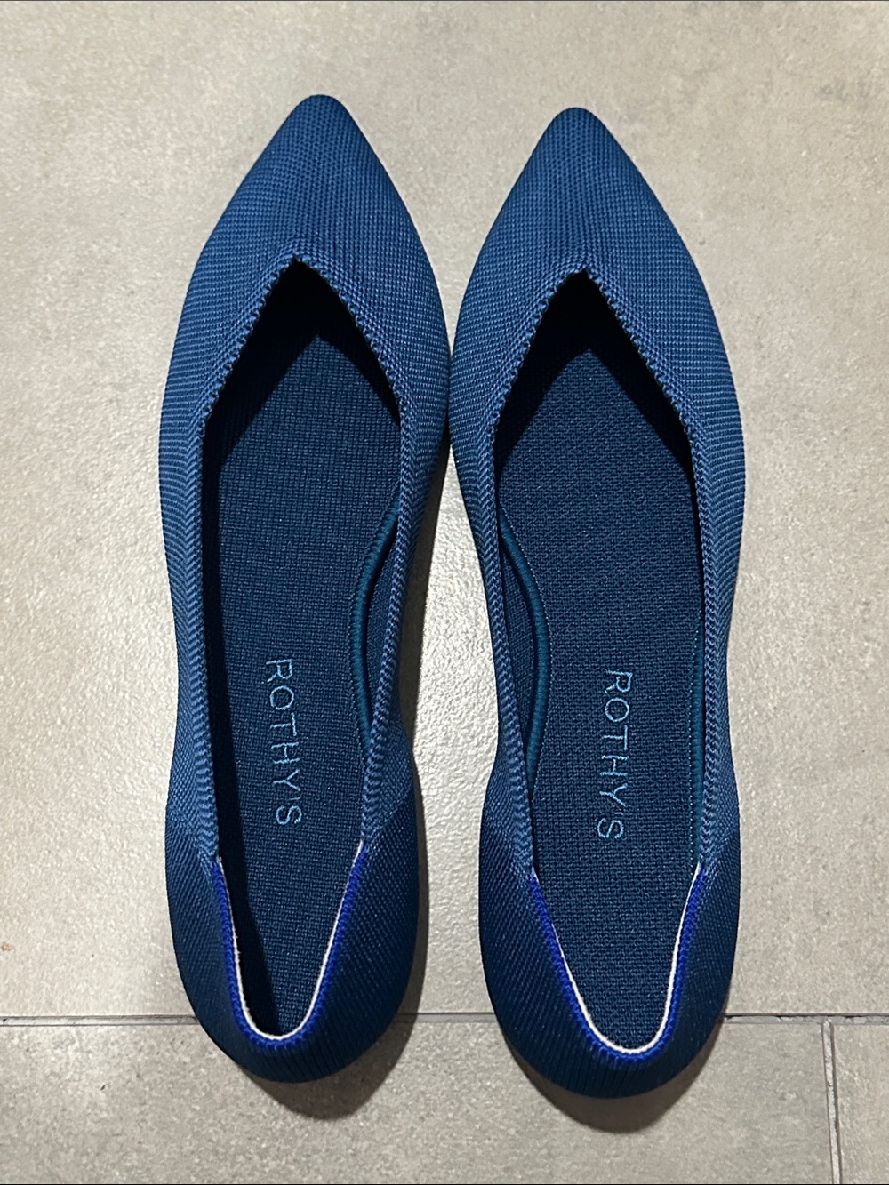 Rothy's Point II Toe Ballet Flats in Deep Blue New Sz 10